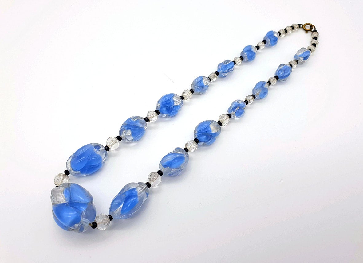 Rich blue Czech glass necklace – Ruth Haldon